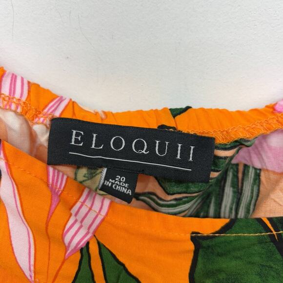 Eloquii Orange Tropical Off Shoulder Short Sleeve Top Vacation Plus Size 20 - Picture 6 of 7